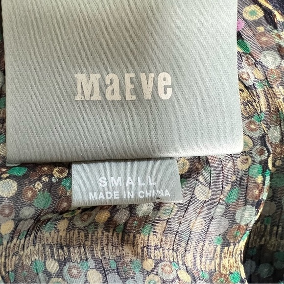 ANTHROPOLOGIE MAEVE Sheer Multi Color 3/4 Sleeves Boho Blouse Top Size S - Picture 16 of 16